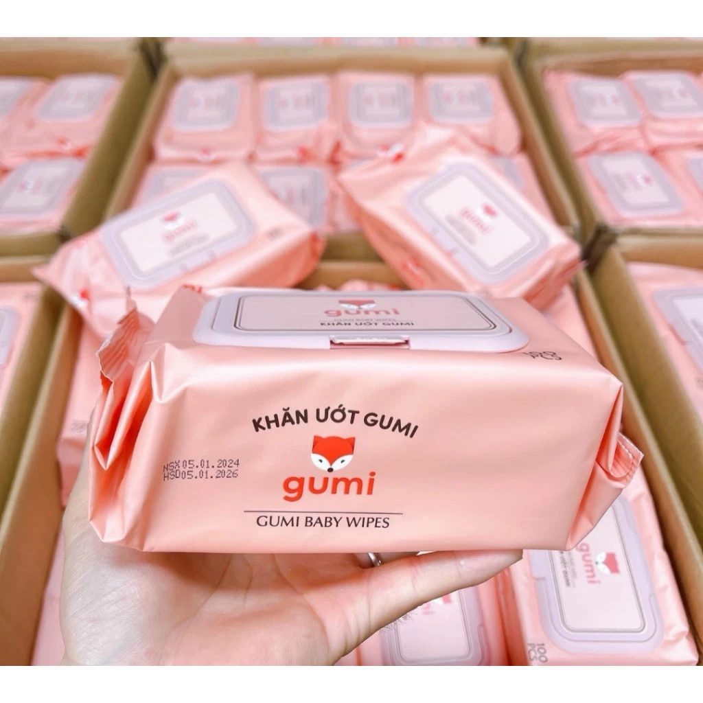 Combo 10 Khăn giấy ướt GUMI Gói 100 tờ an toàn cho em bé , dùng cho mọi đối tượng - Shop Mẹ Rofi