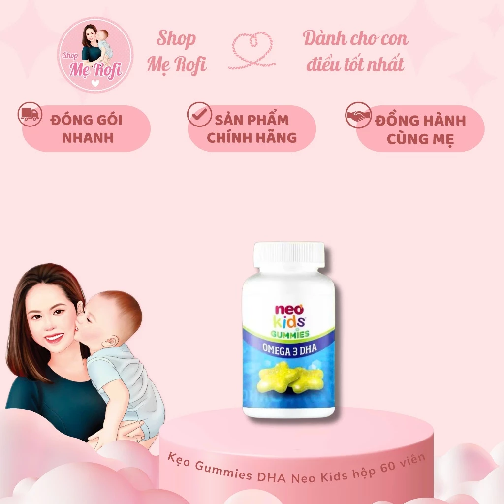 Kẹo Gummies DHA ngôi sao Neokids hộp 60 viên - Mẹ Rofi