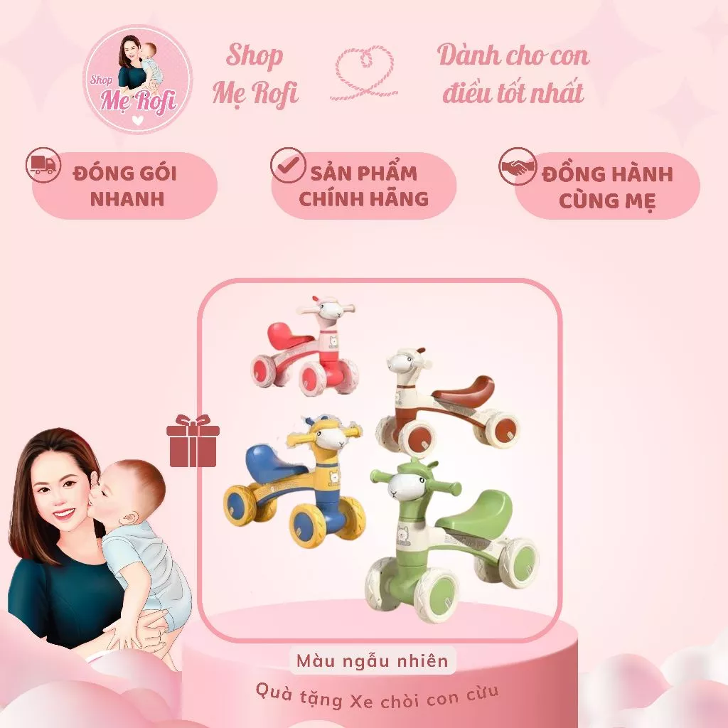 (Màu ngẫu nhiên) Xe chòi chân, xe đẩy tập đi cho bé , màu ngẫu nhiên - Mẹ Rofi (QUÀ TẶNG KHÔNG BÁN)