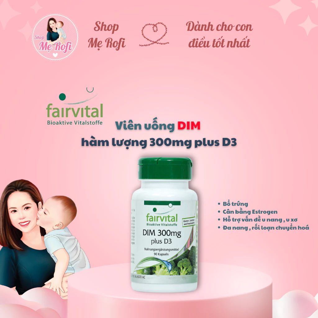 Viên uống bổ trứng DIM 300mg plus D3 Fairvital 90 viên - Mẹ Rofi