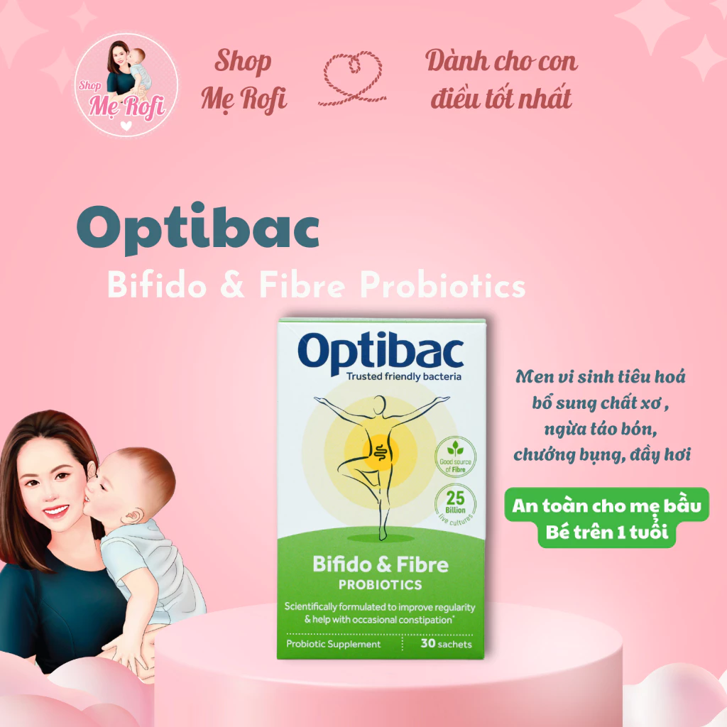 Men vi sinh Optibac xanh lá hỗ trợ táo bón mẹ bầu 30 gói - Mẹ Rofi