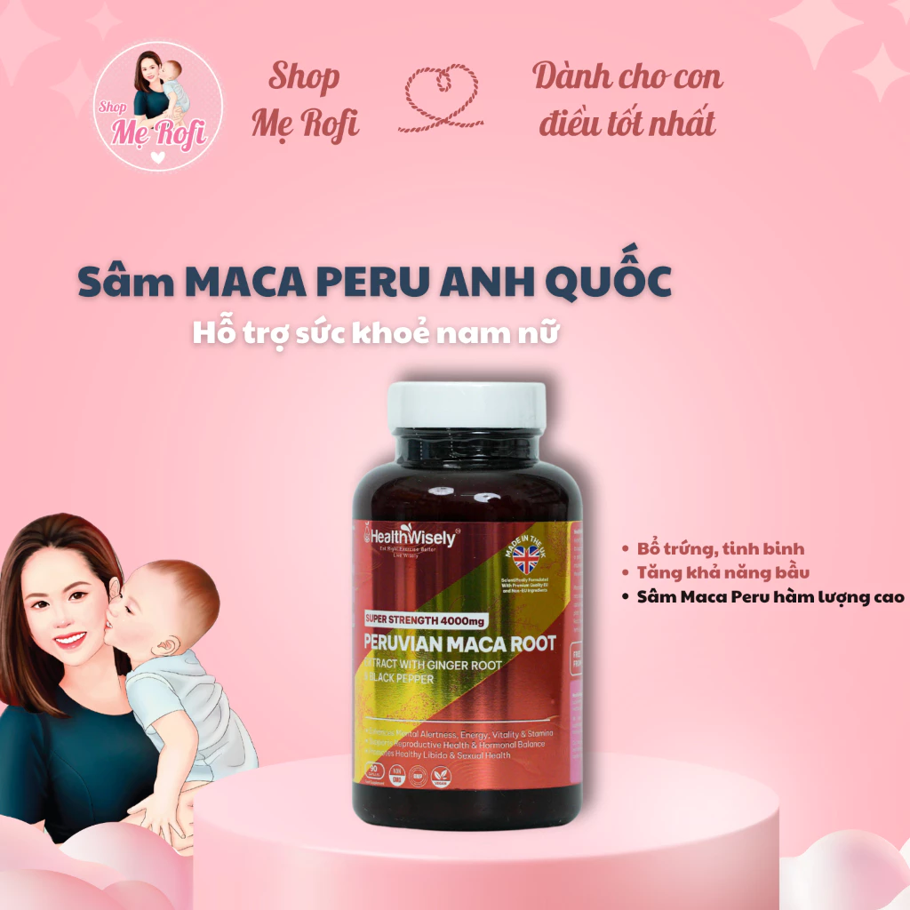 (𝑴𝒂̂̃𝒖 𝒎𝒐̛́𝒊) Sâm Maca Peru ANH QUỐC Maca Root HealthWisely  hỗ trợ sức khỏe - Mẹ Rofi