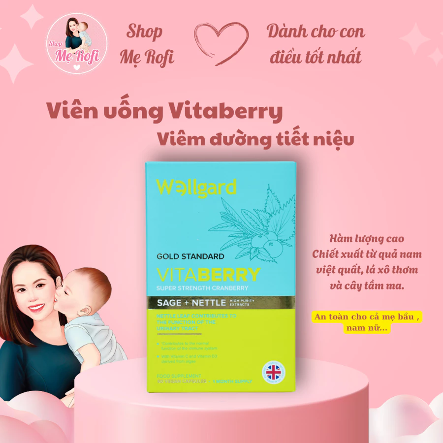 ( Date 2/26 ) Thực phẩm hỗ trợ sức khoẻ Wellgard - Vitaberry viên uống tiết niệu - Mẹ Rofi
