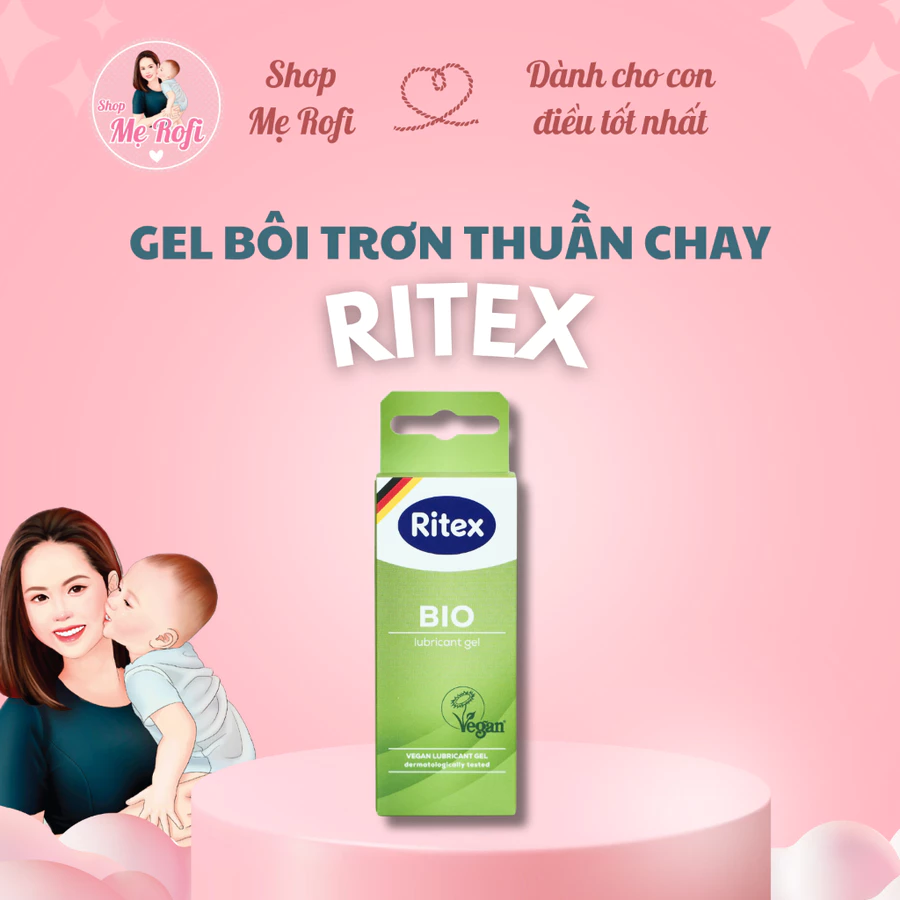 Gel Ritex Bio gốc thực vật thuần chay tuýp 50ml bôi - trơn hỗ trợ giảm khô hạn an toàn - Mẹ Rofi