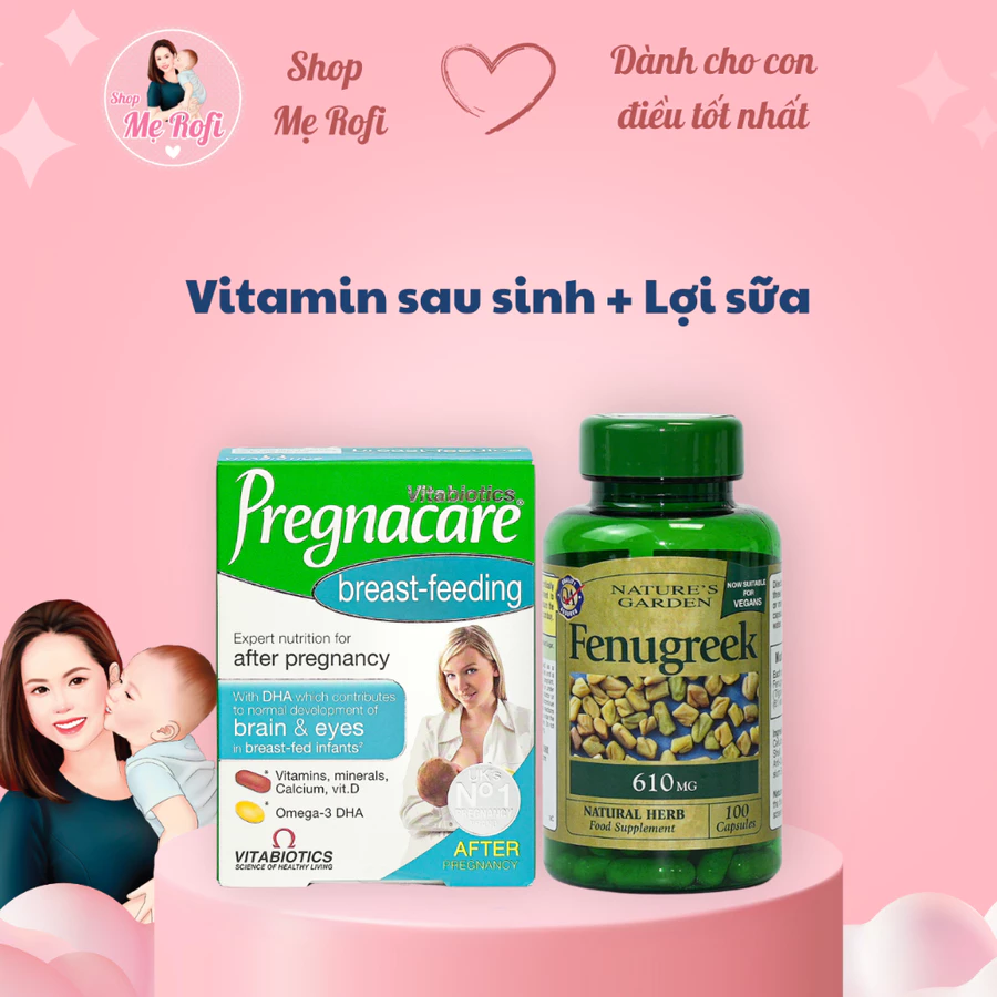Combo vitamin tổng hợp Pregnacare Breast-feeding Vitabiotics và Lợi sữa sau sinh 84 viên - Mẹ Rofi